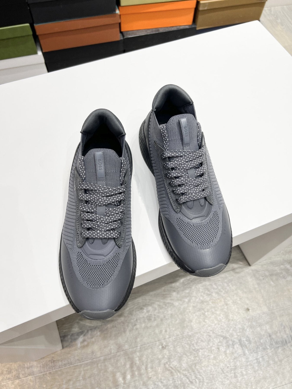 BOSS Knit Ribbed-Sole Sneakers — side