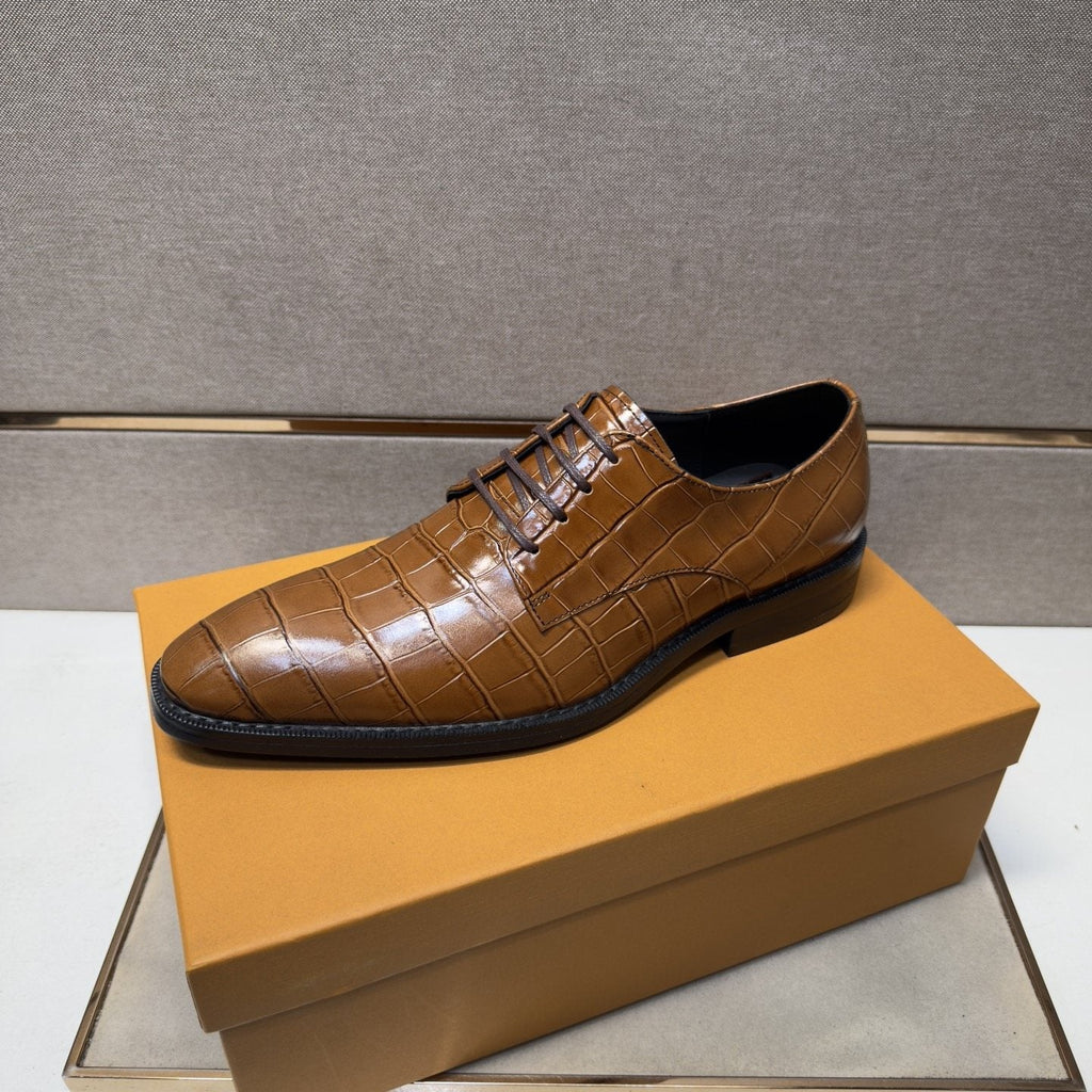 Louis Vuitton Crocodile-Embossed Lace-Up Dress Shoes — front