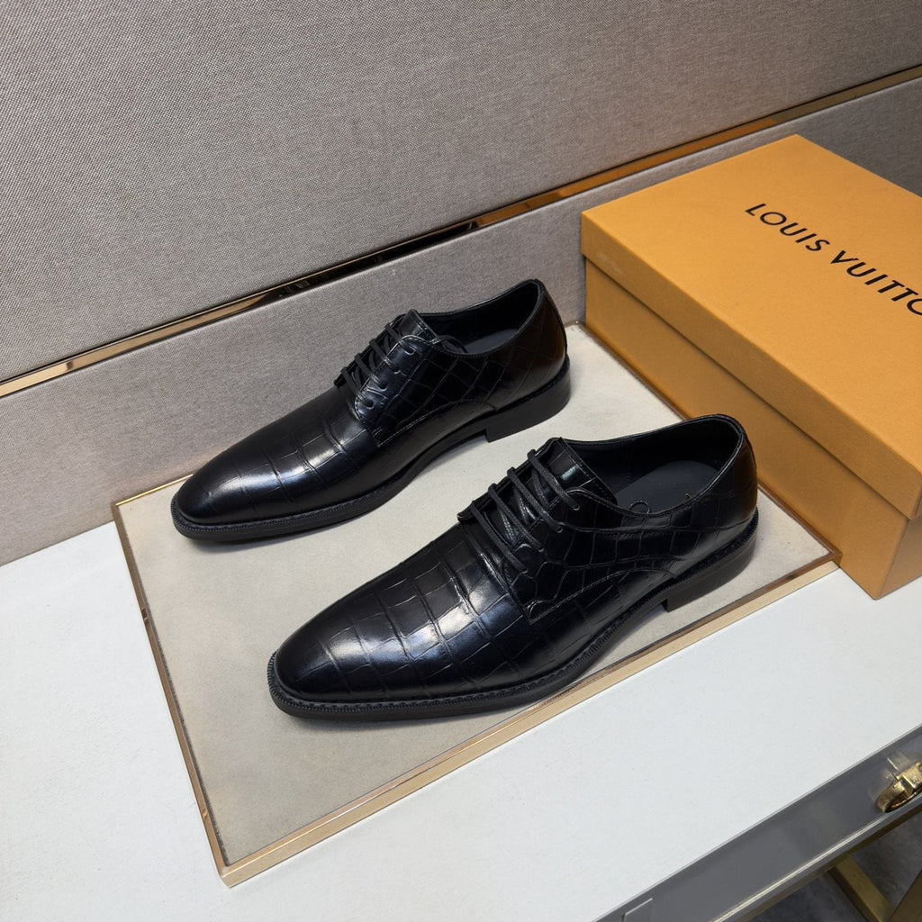 Louis Vuitton Crocodile-Embossed Lace-Up Dress Shoes — front