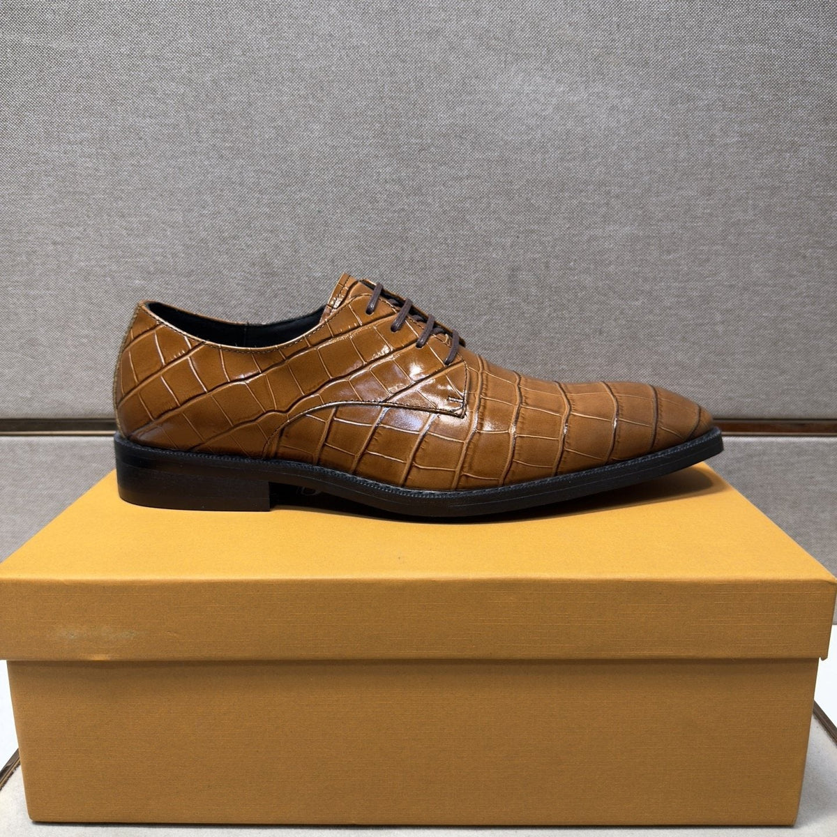 Louis Vuitton Crocodile-Embossed Lace-Up Dress Shoes — front