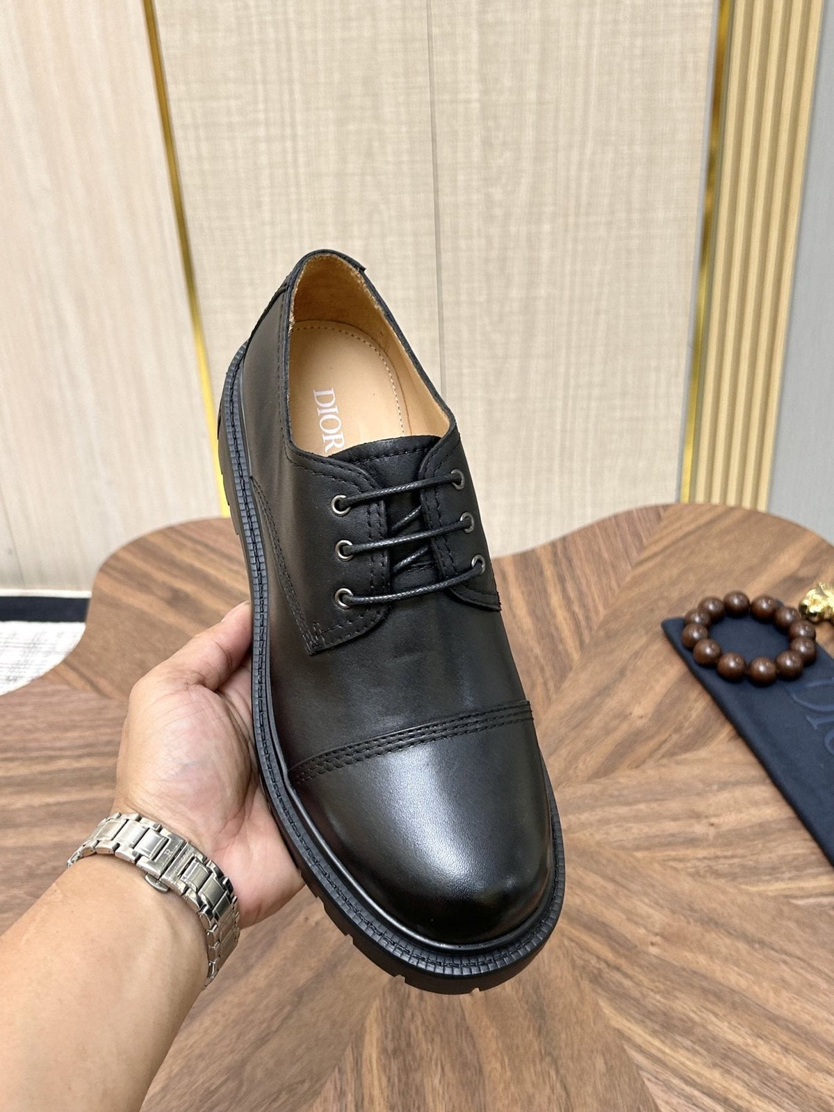 Dior Lug Sole Lace-Up Dress Shoes — front