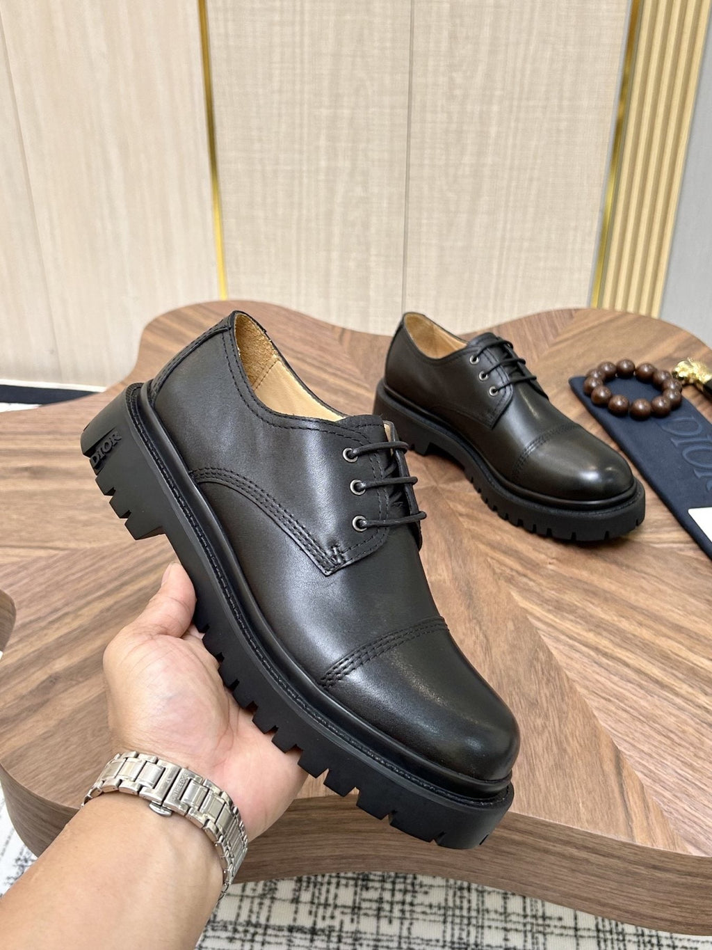 Dior Lug Sole Lace-Up Dress Shoes — side