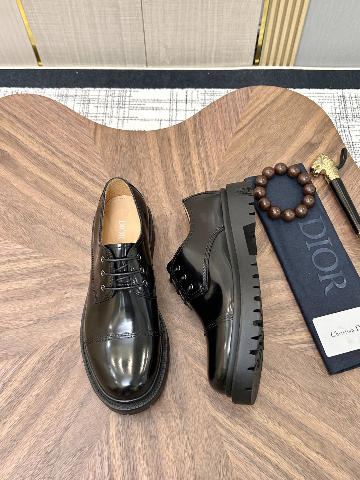 Dior Lug Sole Lace-Up Dress Shoes — side