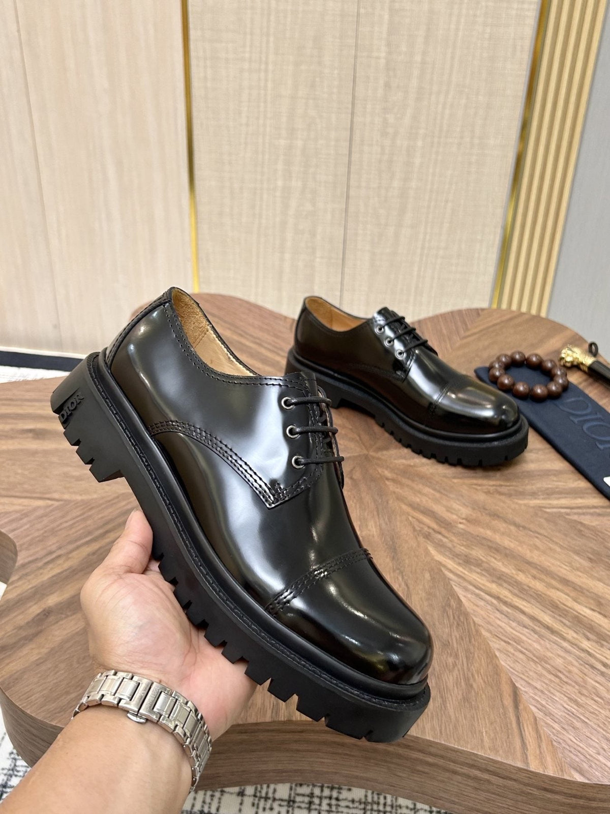 Dior Lug Sole Lace-Up Dress Shoes — side