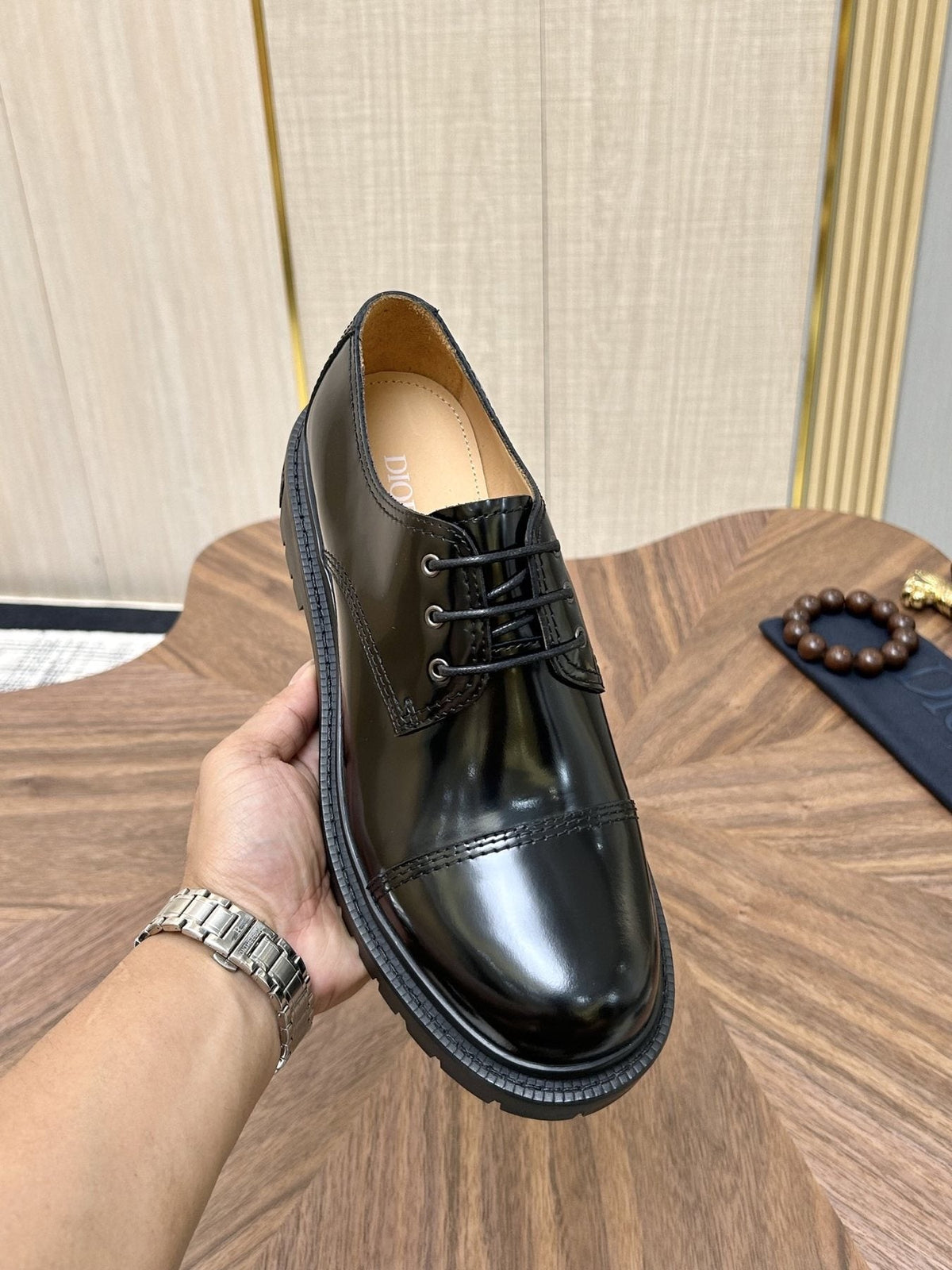 Dior Lug Sole Lace-Up Dress Shoes — front