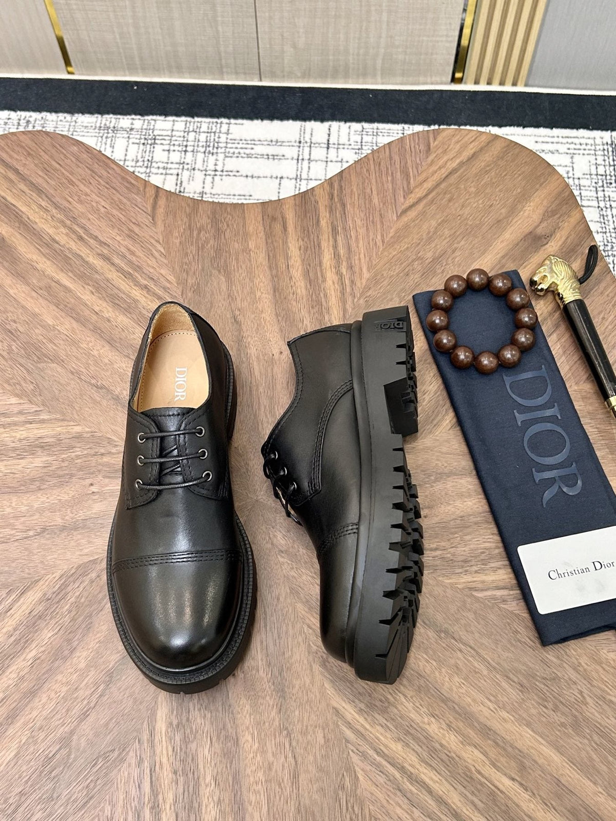 Dior Lug Sole Lace-Up Dress Shoes — side