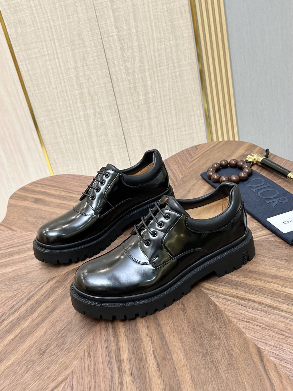 Dior Lug Sole Lace-Up Dress Shoes — front