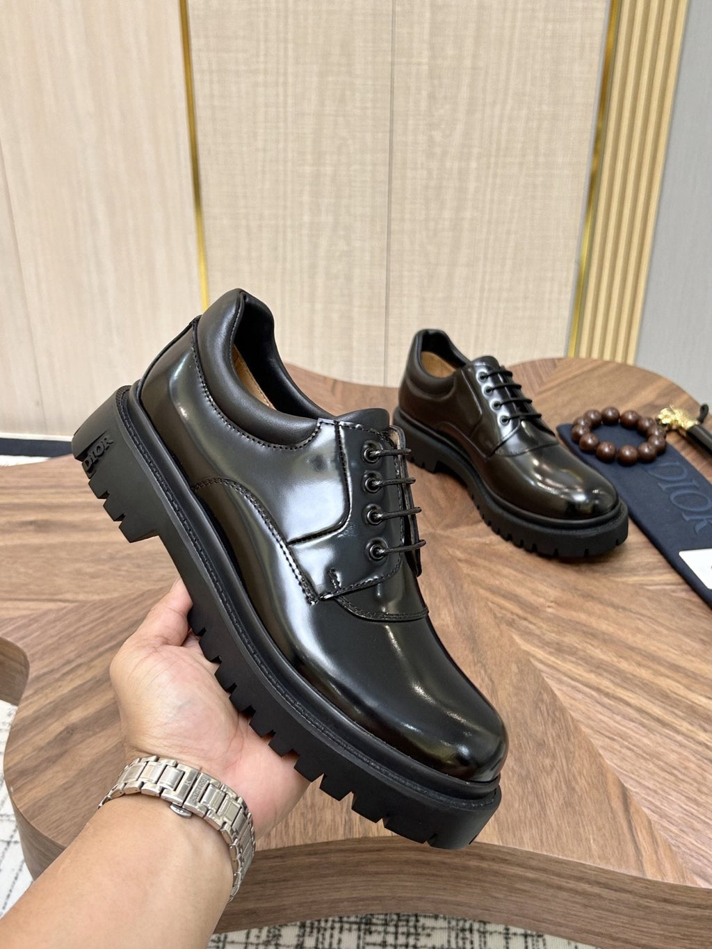 Dior Lug Sole Lace-Up Dress Shoes — side