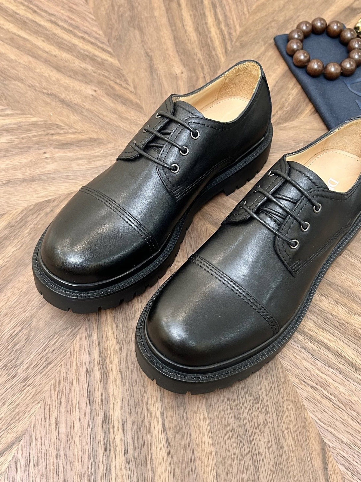 Dior Lug Sole Lace-Up Dress Shoes — front