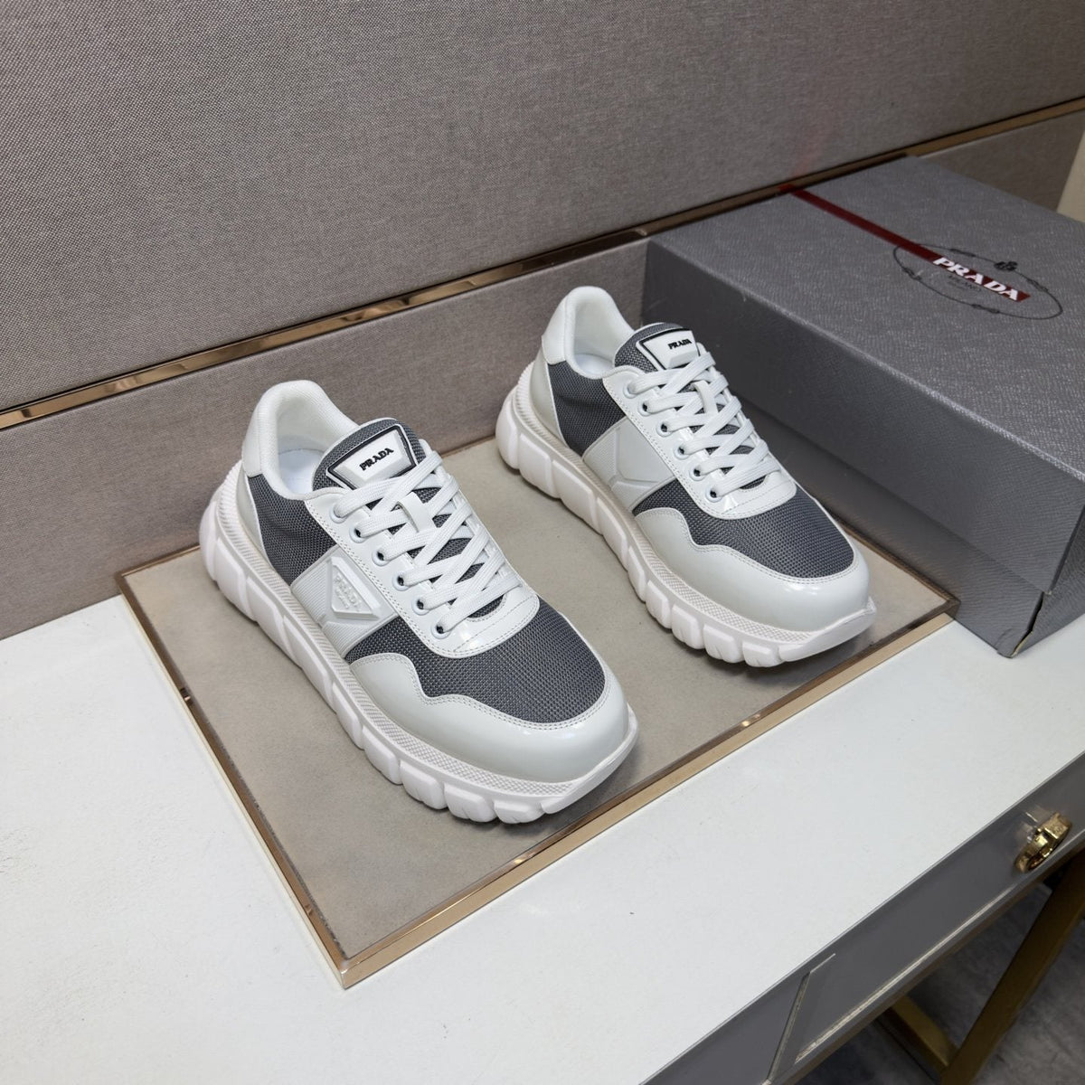Prada Paneled Low-Top Sneakers — front