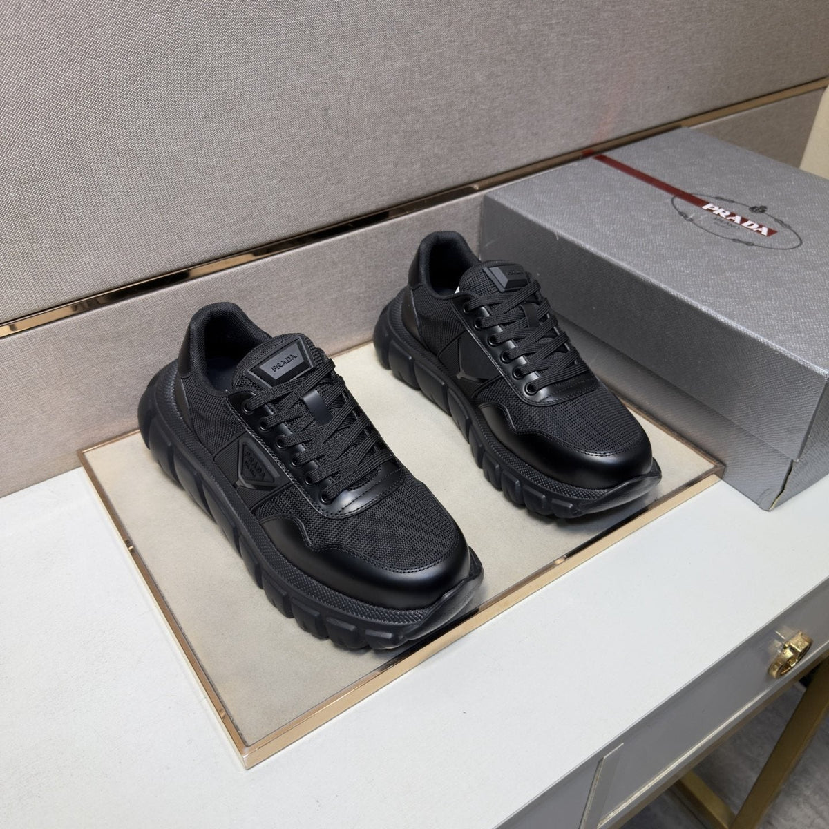 Prada Paneled Low-Top Sneakers — front