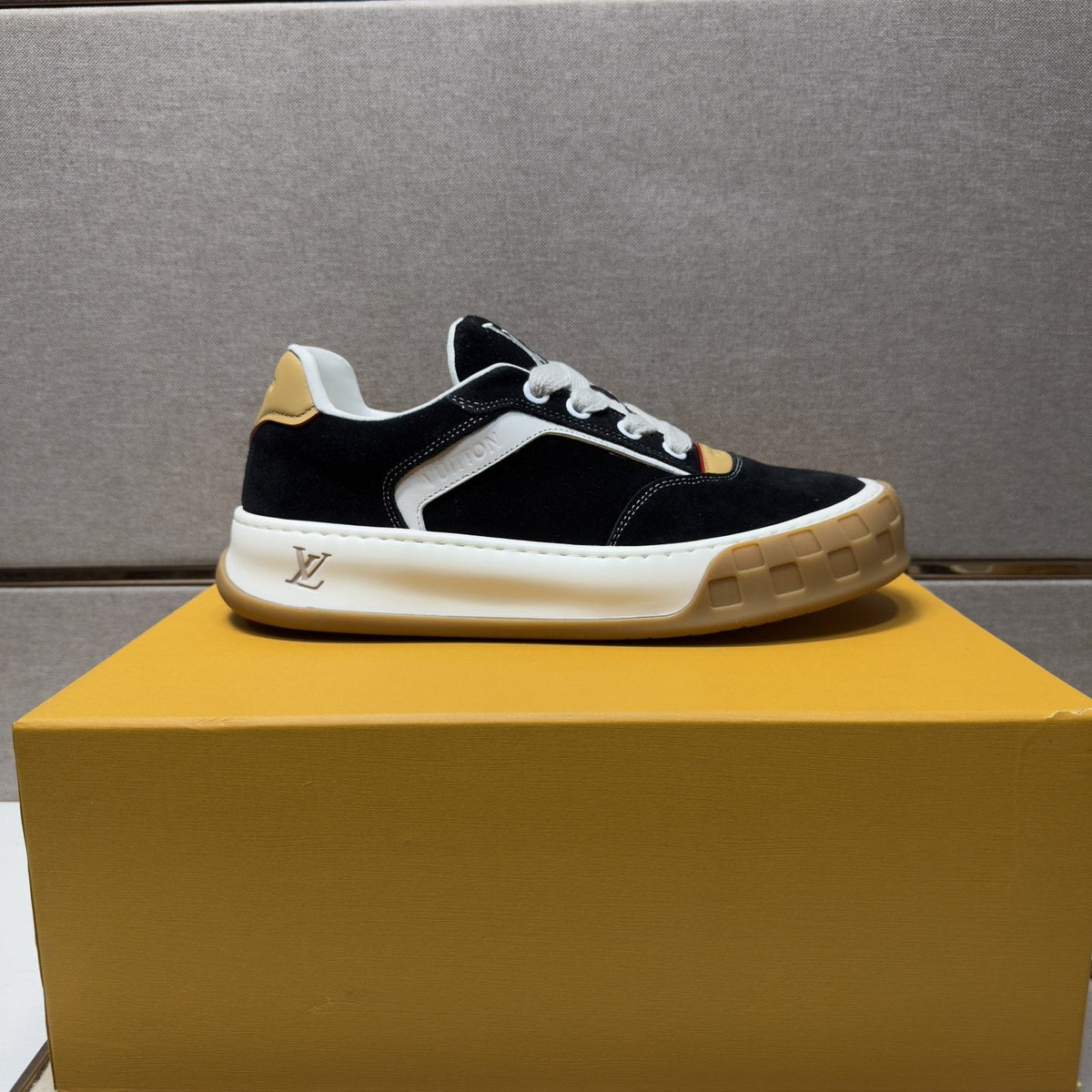 Louis Vuitton Black & White Low-Top Sneakers — front