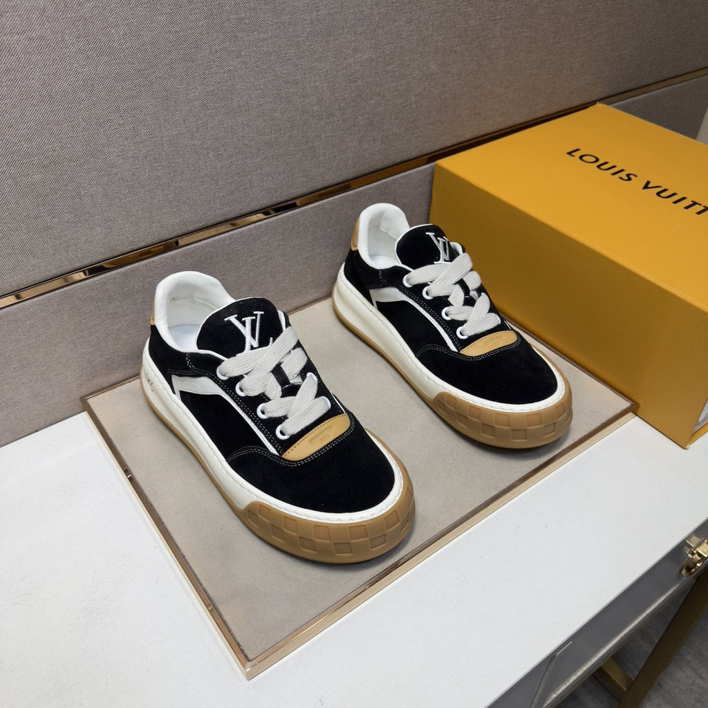 Louis Vuitton Black & White Low-Top Sneakers — front