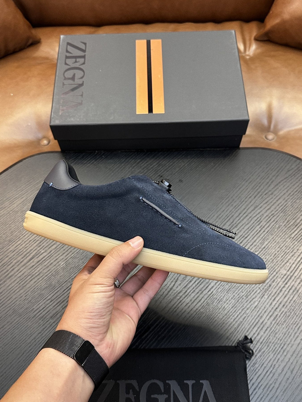 ZEGNA Triple Elastic Slip-On Sneakers — side