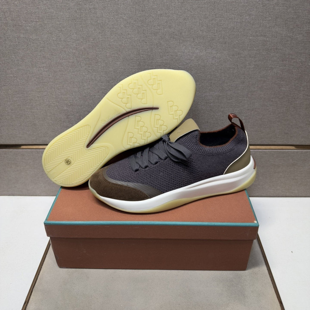 Loro Piana Men’s Mixed-Material Low-Top Sneakers — side