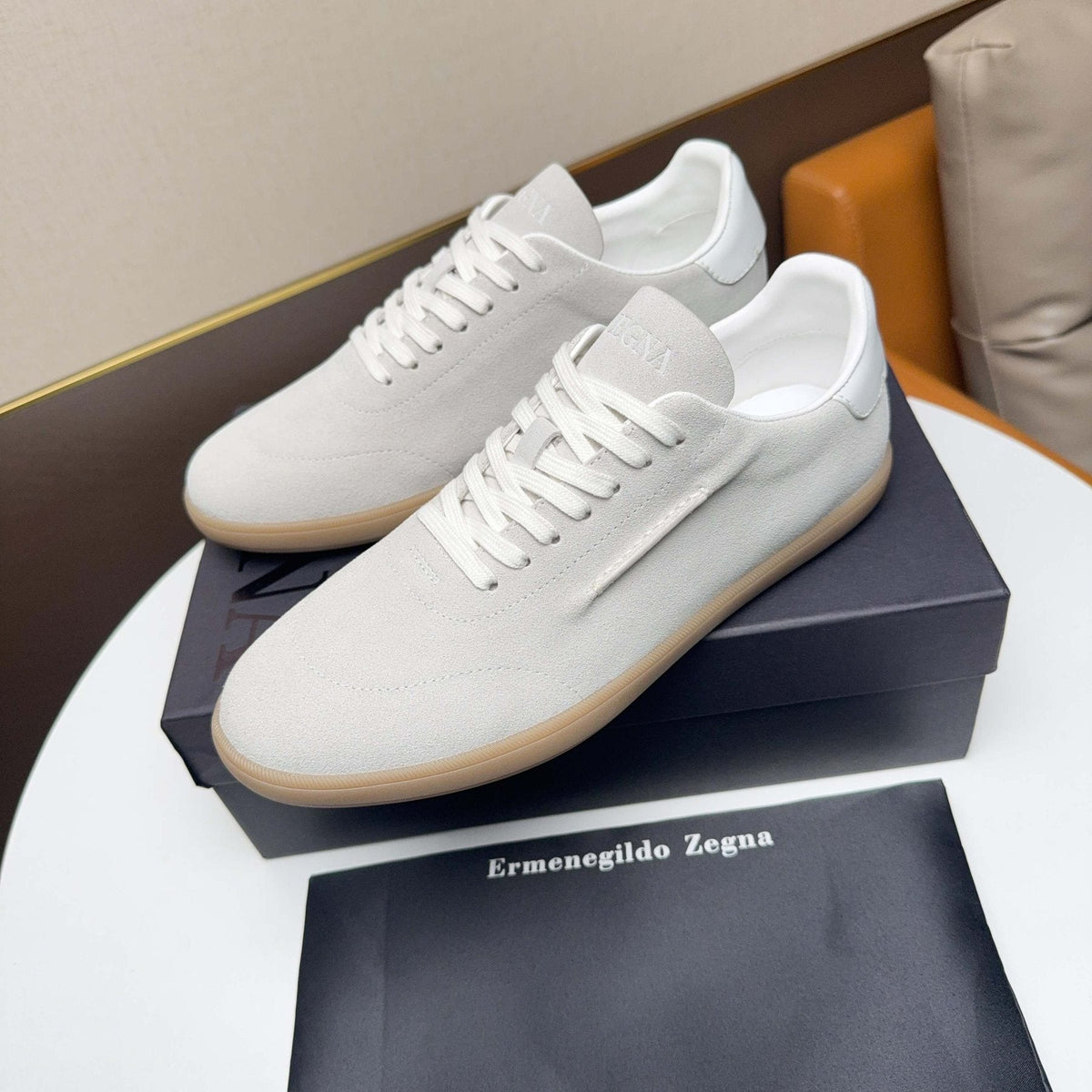 ZEGNA Suede Low-Top Sneakers — front
