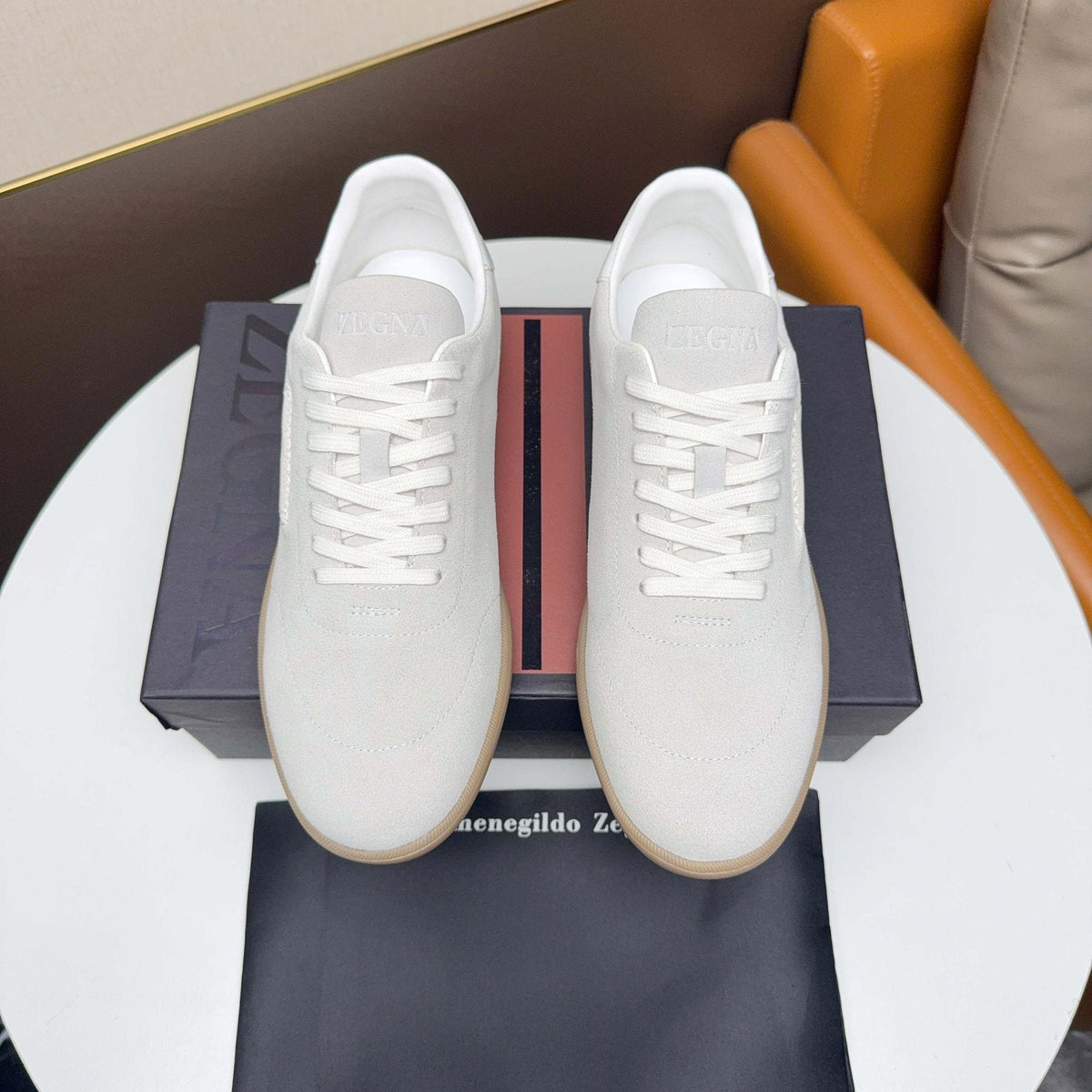 ZEGNA Suede Low-Top Sneakers — front