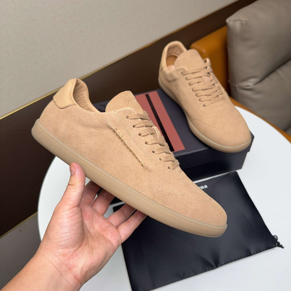 ZEGNA Suede Low-Top Sneakers — side