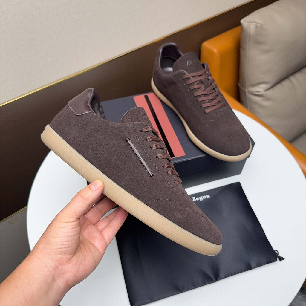 ZEGNA Suede Low-Top Sneakers — model