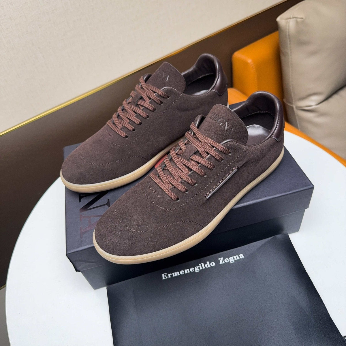 ZEGNA Suede Low-Top Sneakers — front