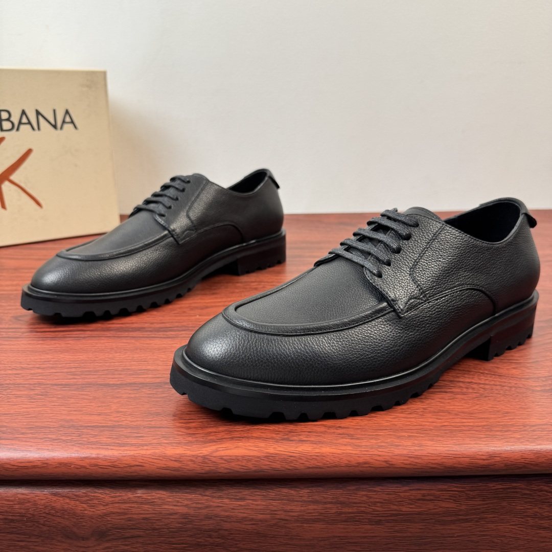 Dolce & Gabbana Grained Leather Derby Shoes — front