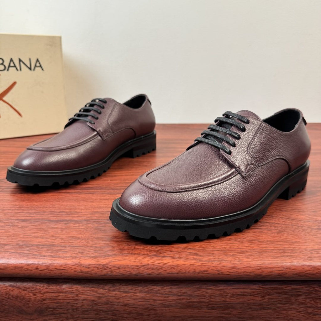 Dolce & Gabbana Grained Leather Derby Shoes — front