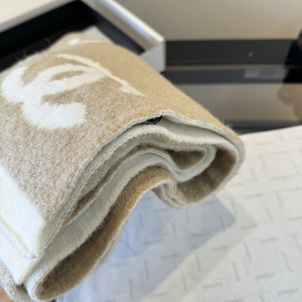Chanel Knit Scarf with Ivory Motifs — detail