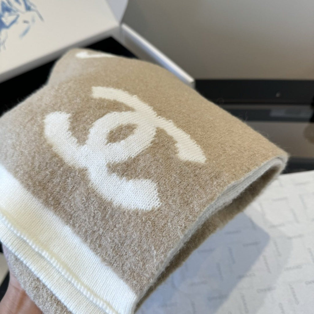 Chanel Knit Scarf with Ivory Motifs — detail