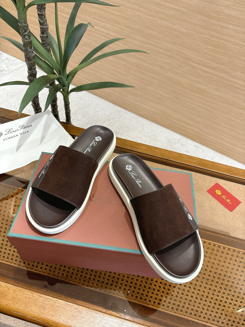 Loro Piana Wide-Strap Slide Sandals — side