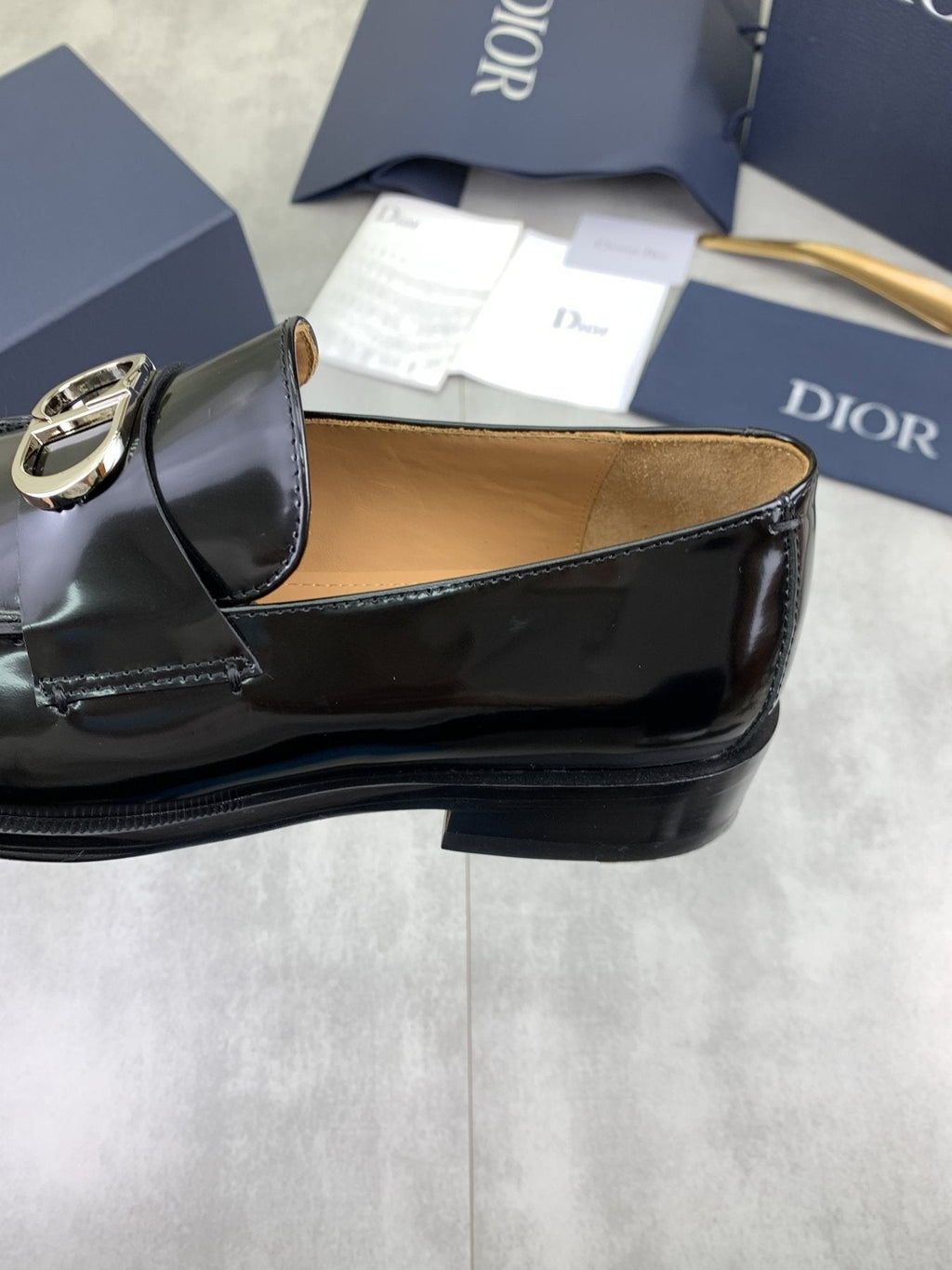 Dior Black Buckle Loafers — detail