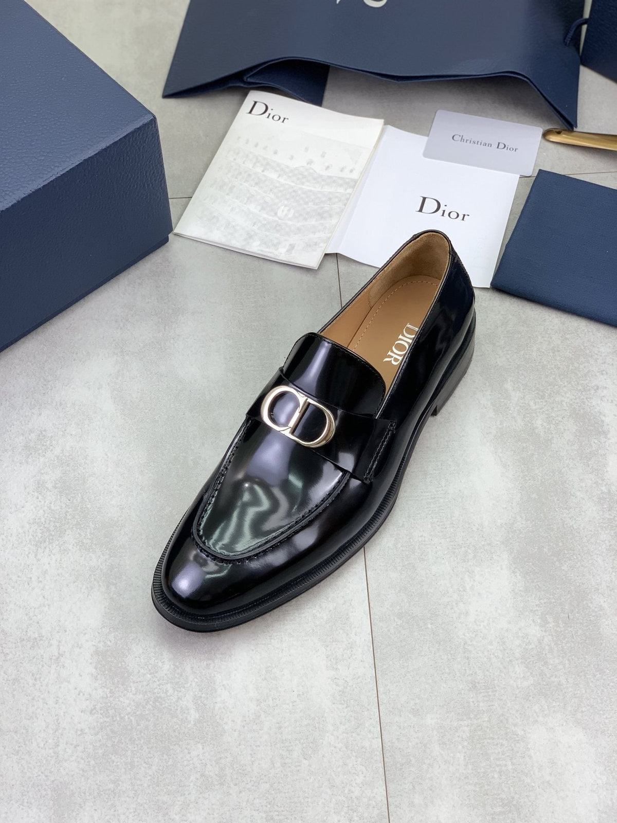 Dior Black Buckle Loafers — front