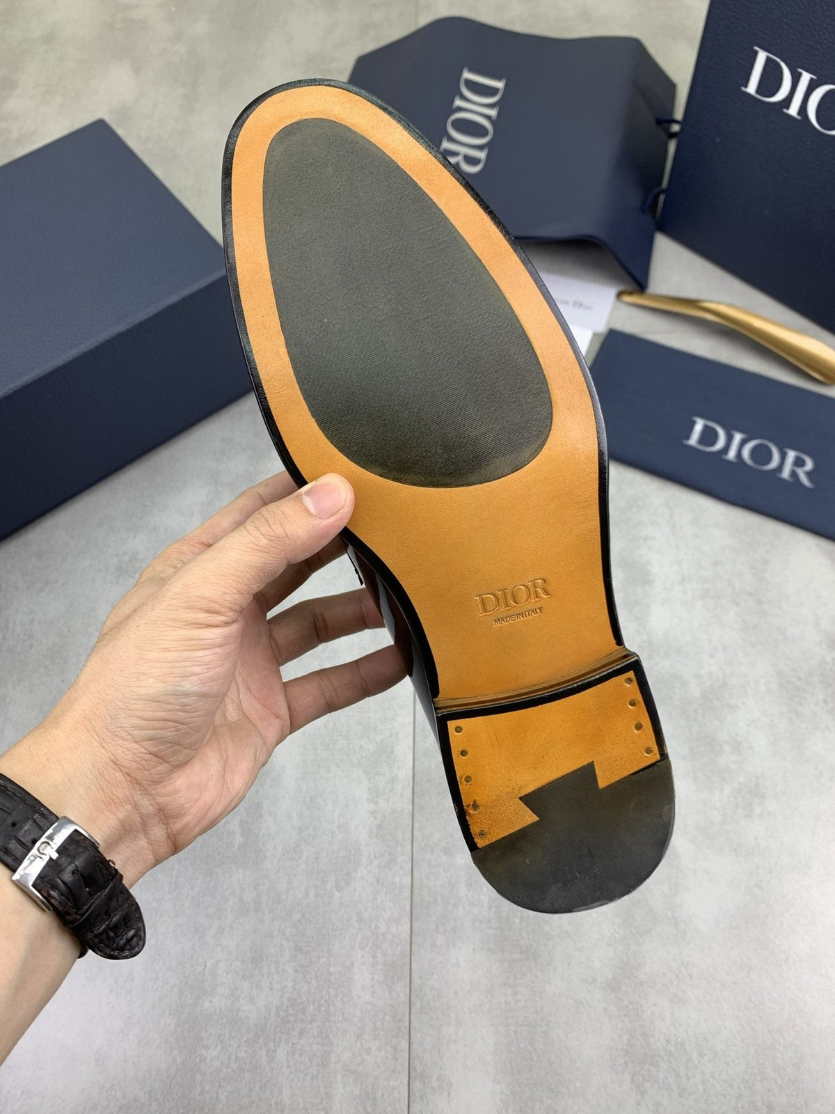 Dior Black Buckle Loafers — back
