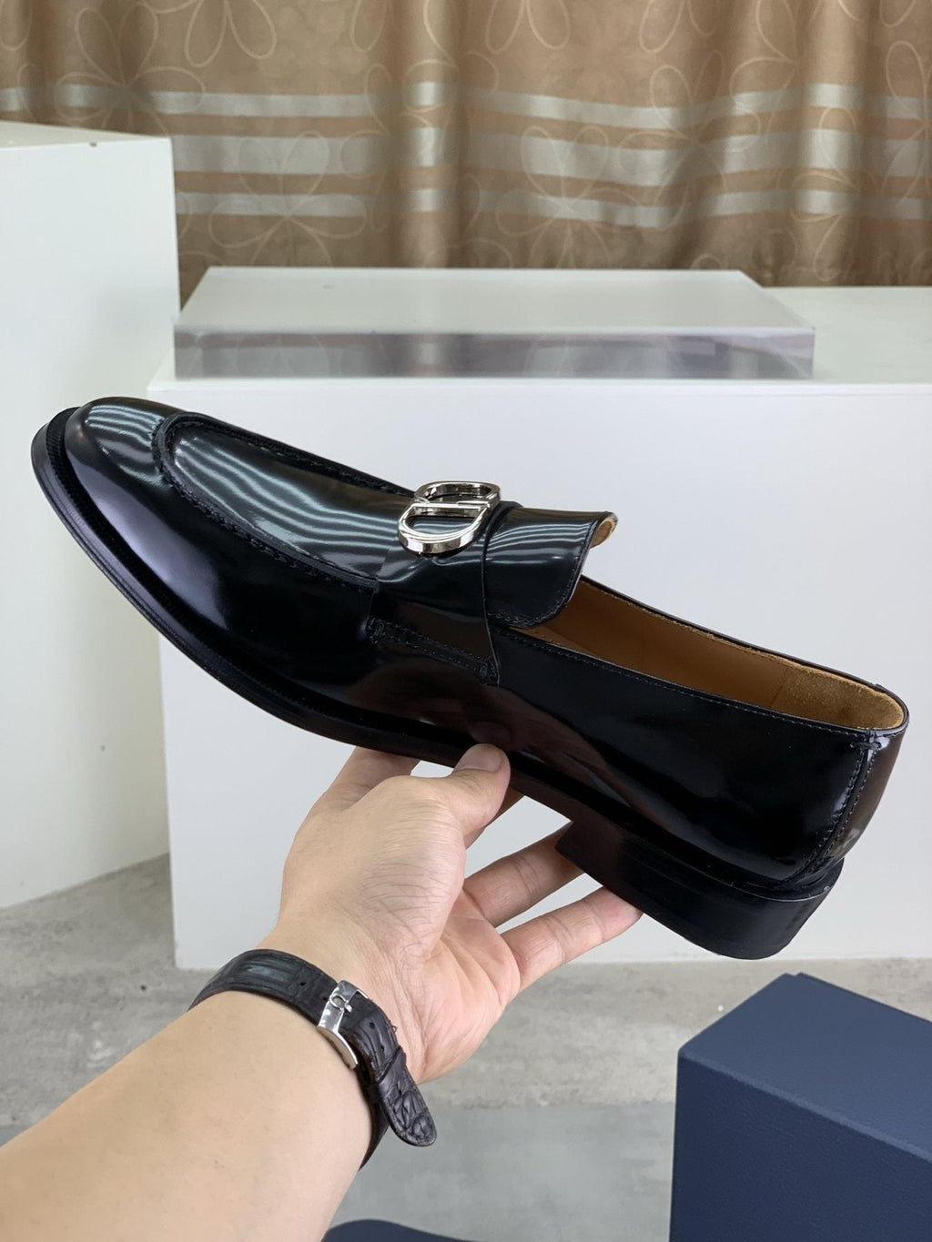 Dior Black Buckle Loafers — model