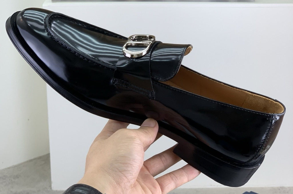 Dior Black Buckle Loafers — front