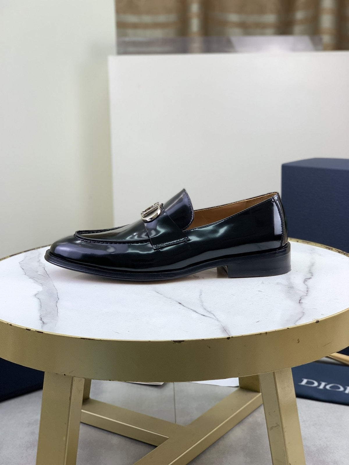 Dior Black Buckle Loafers — side