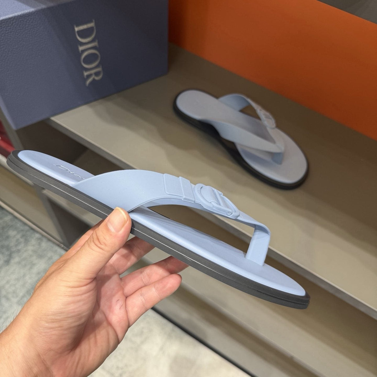 Dior Rivage Buckle Thong Sandals — side