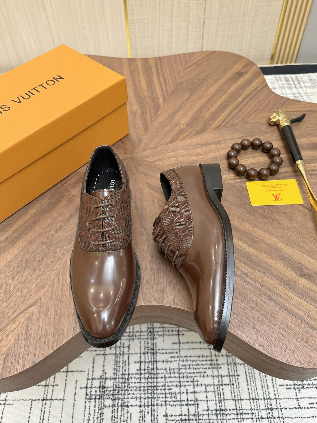 Louis Vuitton Textured Vamp Lace-Up Dress Shoes — detail