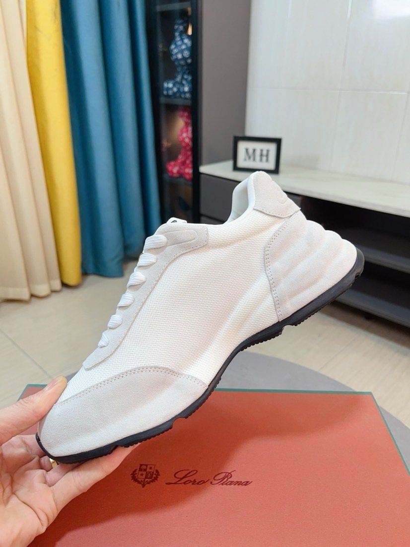 Loro Piana Mesh Lace-Up Sneakers — back