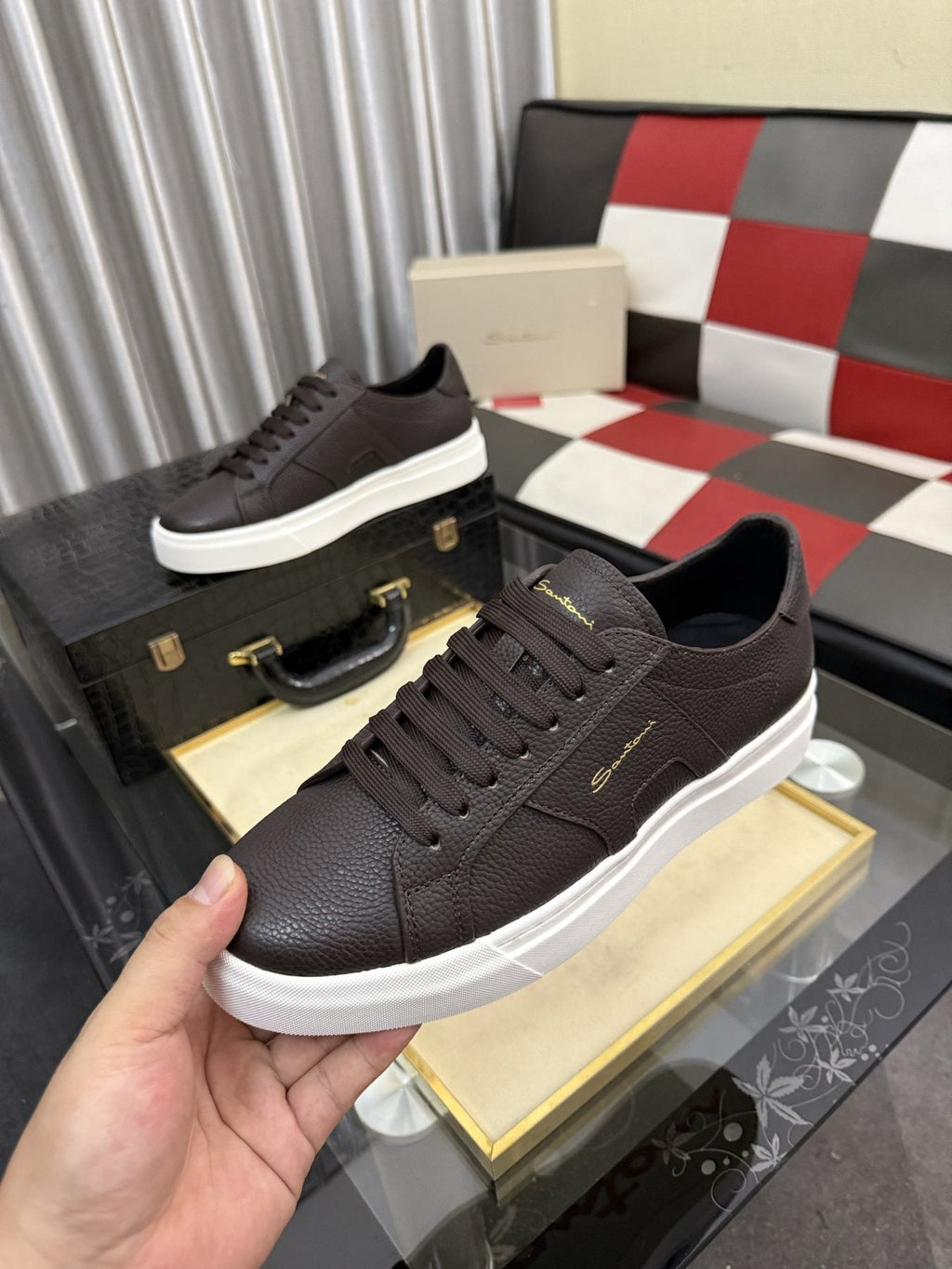 Santoni Textured Low-Top Sneakers — side