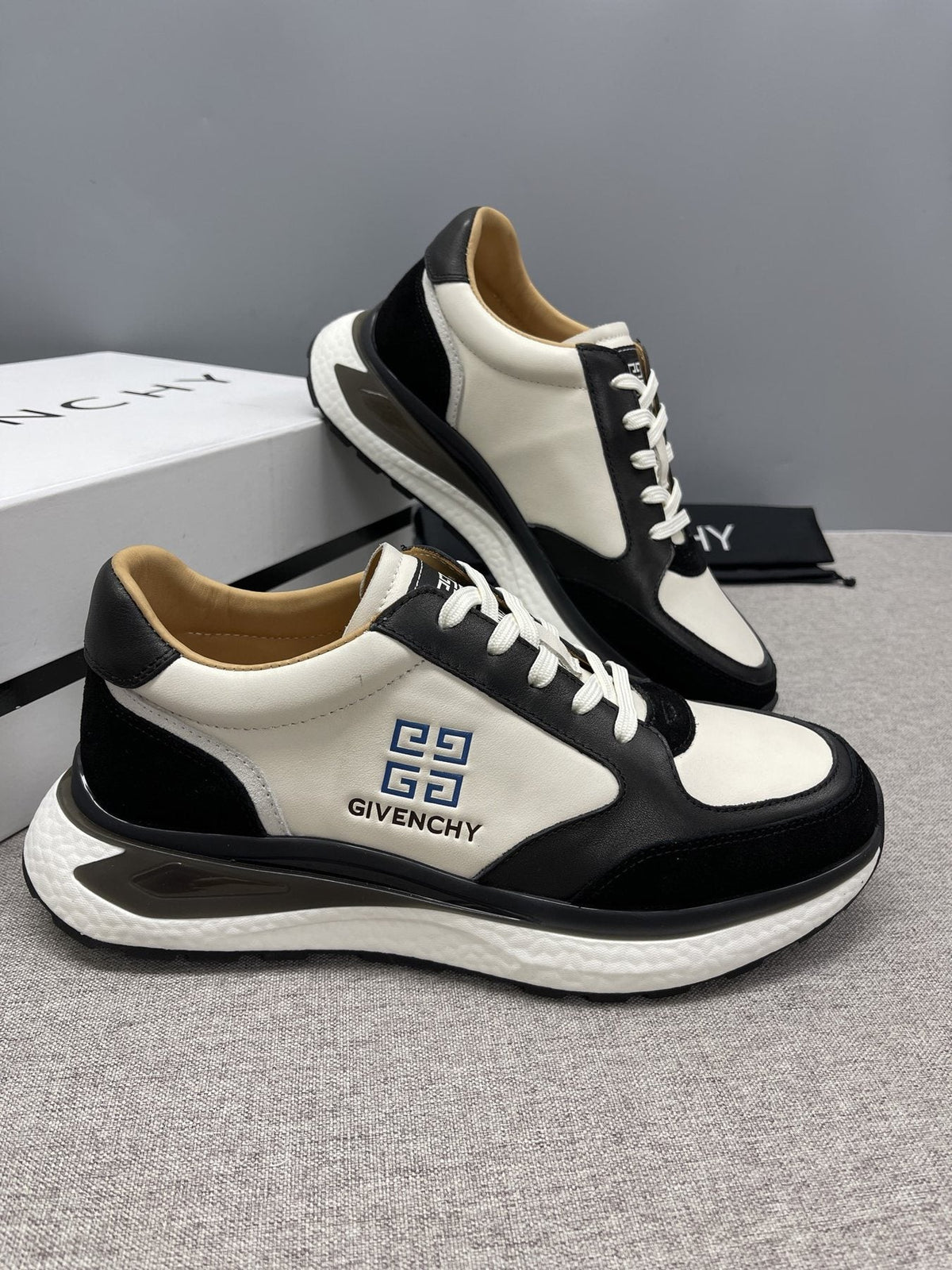 Givenchy Black and White Low-Top Sneakers — side