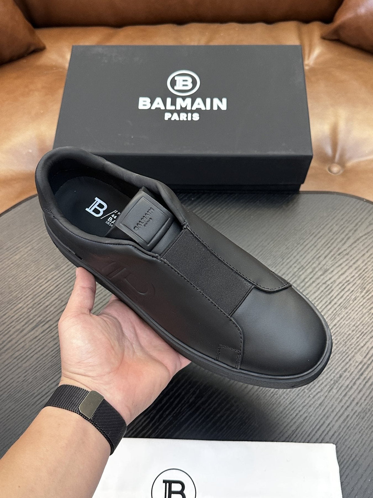 Balmain B-Skate Slip-On Sneakers — front