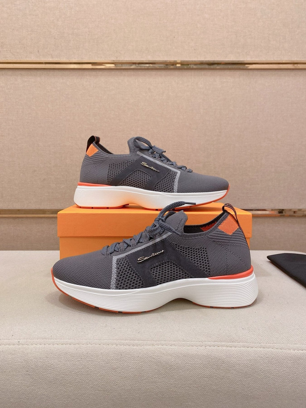Santoni Knit Panel Sneakers — front