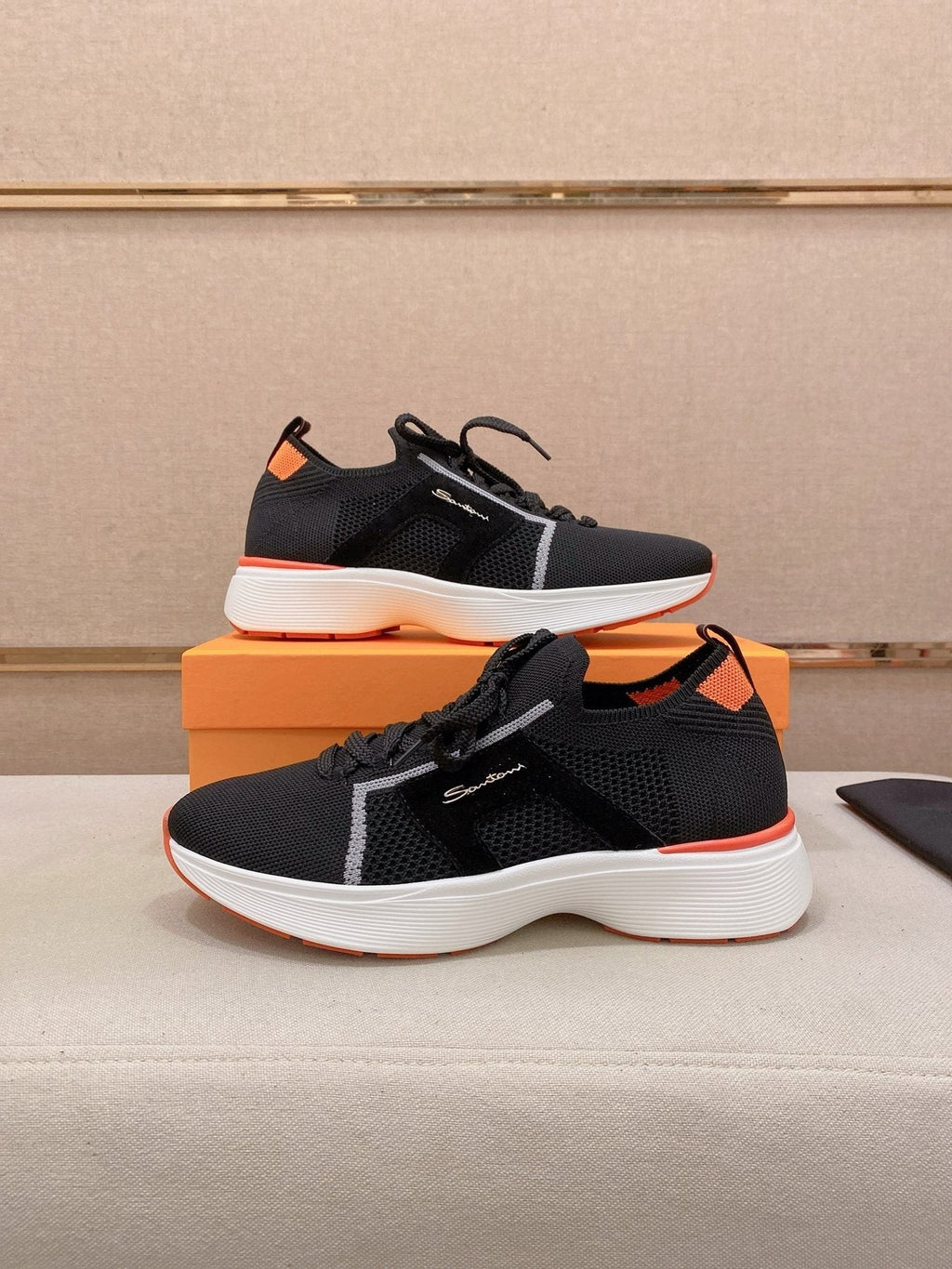 Santoni Knit Panel Sneakers — front