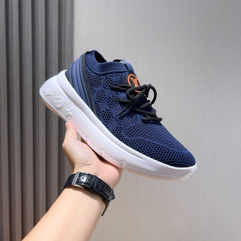 Louis Vuitton Gray Knit Sneakers — model