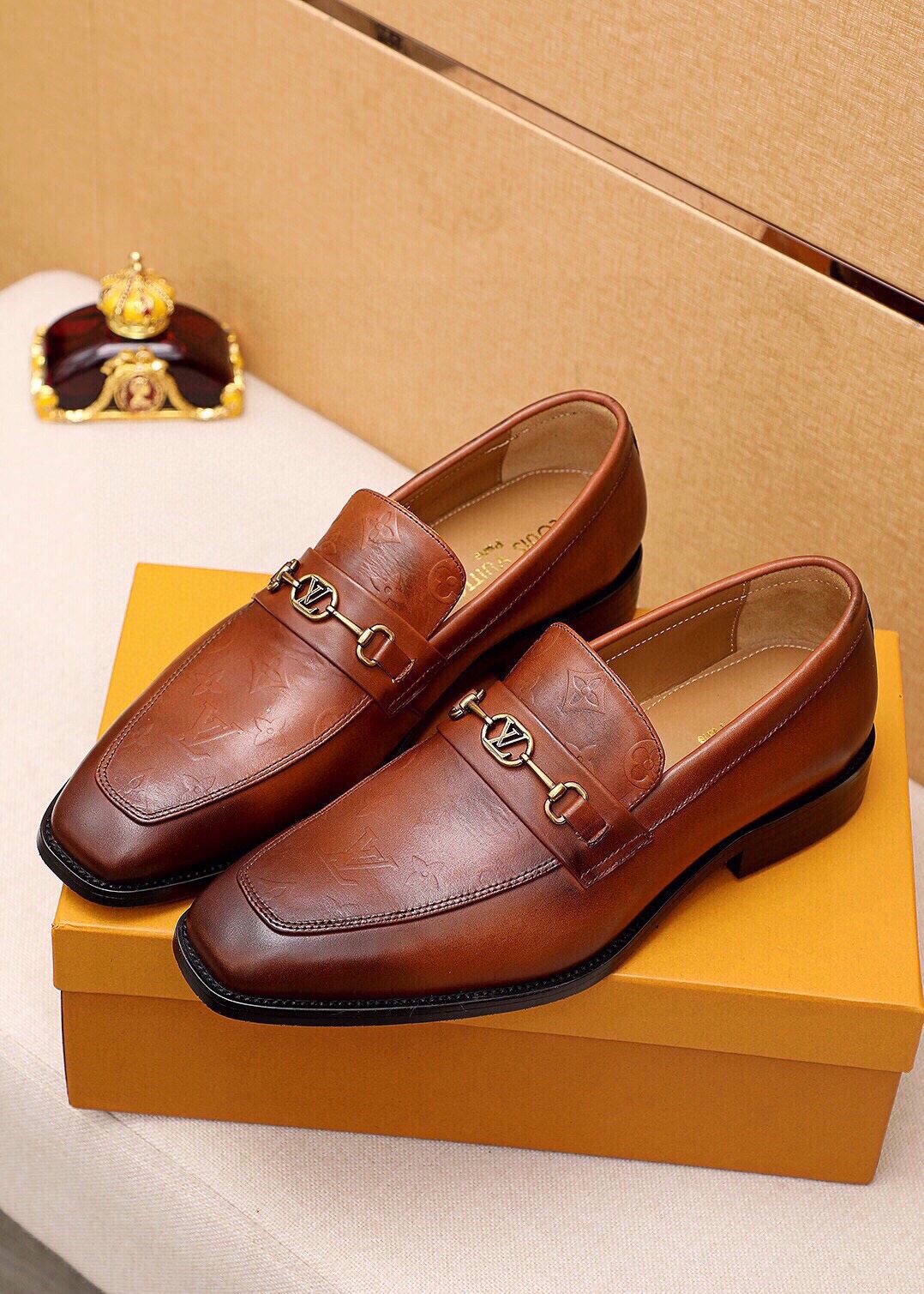 Louis Vuitton Embossed Buckle Loafers — side