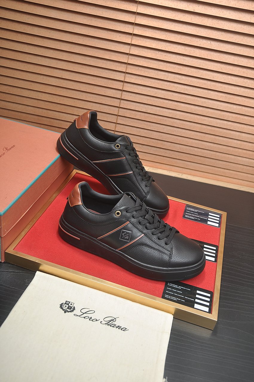 Loro Piana Textured Low-Top Sneakers — side