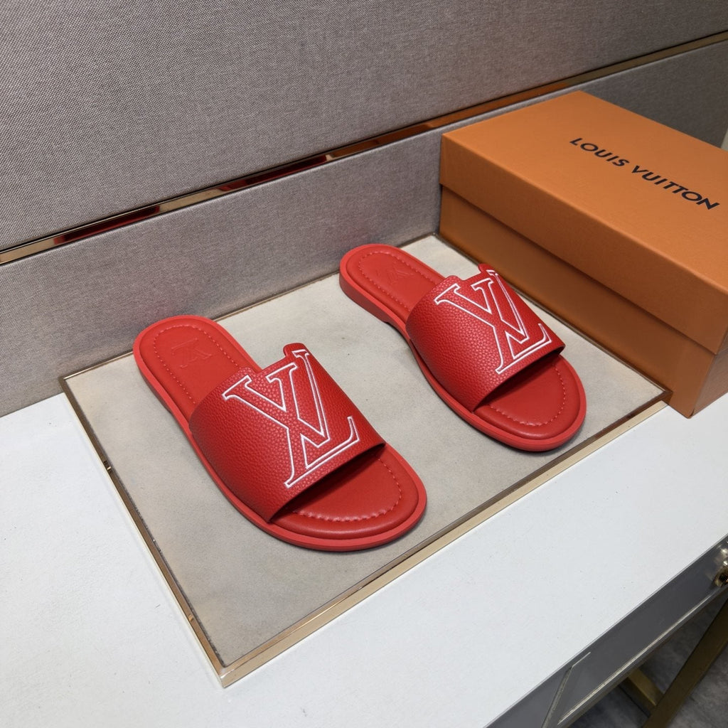 Louis Vuitton Men's Outlined LV Slide Sandals — hero