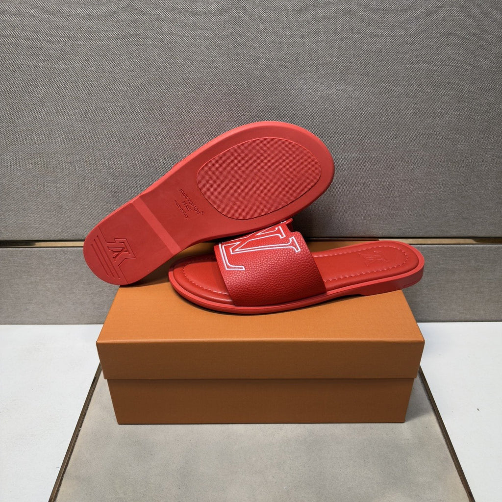 Louis Vuitton Men's Outlined LV Slide Sandals — back