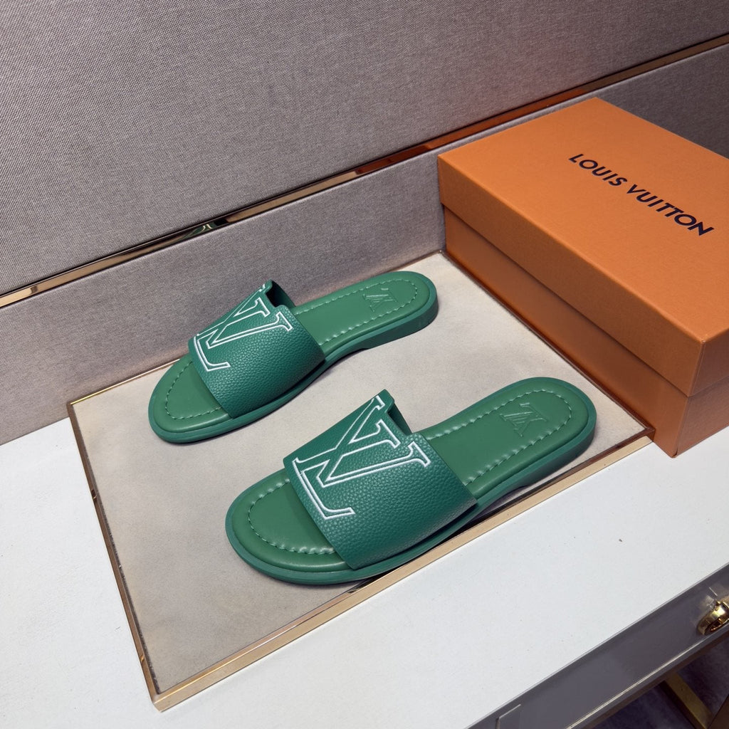 Louis Vuitton Men's Outlined LV Slide Sandals — side