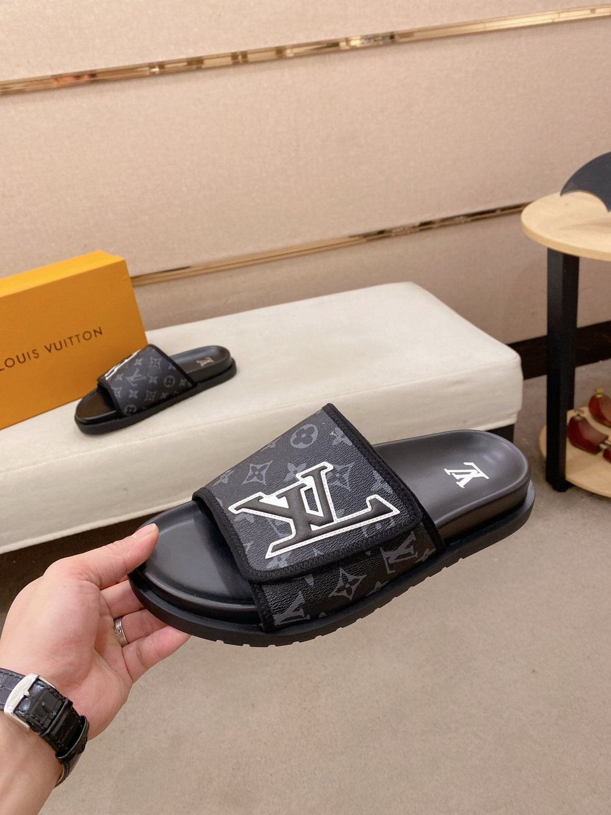 Louis Vuitton Graphic Print Slide Sandals — side